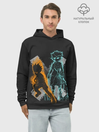 Худи мужской база хлопок / Logo Hunter с персонажами