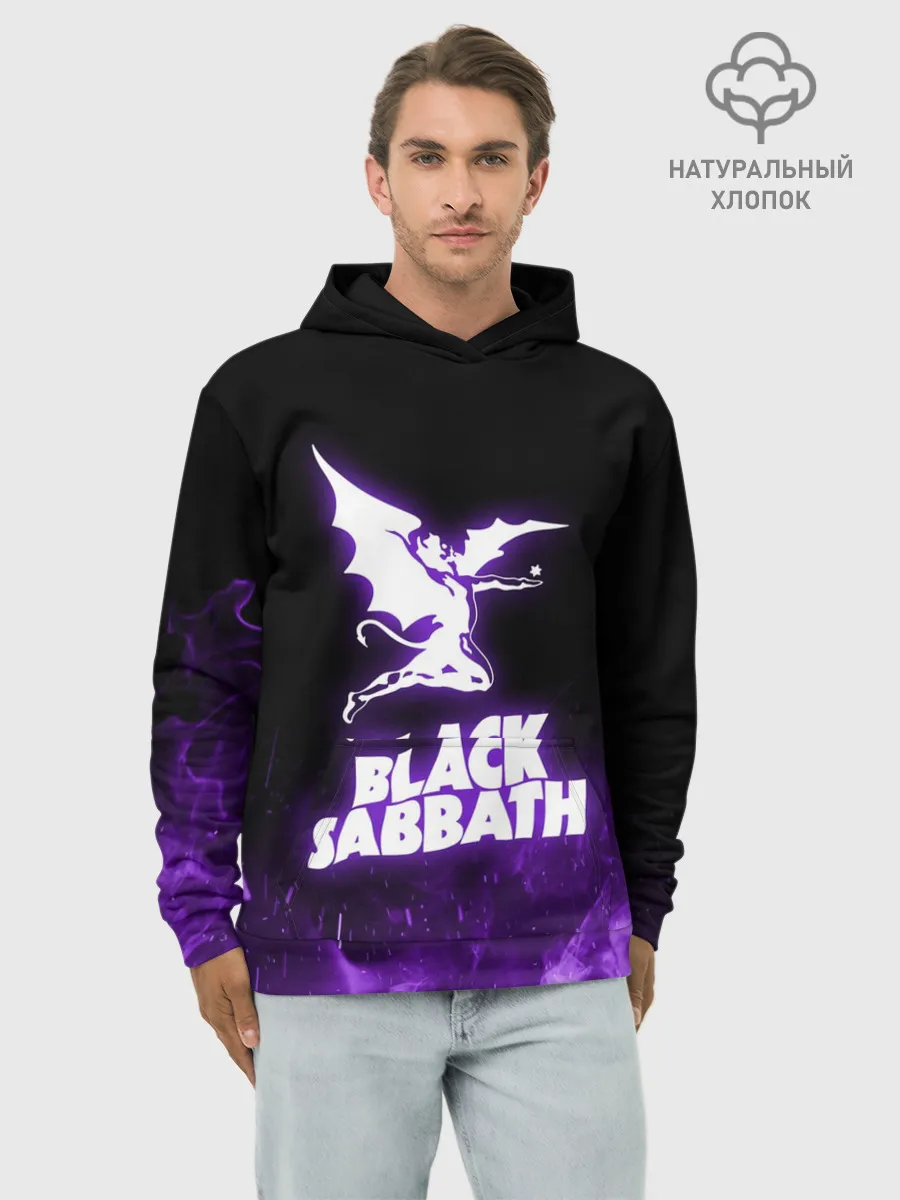 Худи мужской база хлопок / Black Sabbath NEON