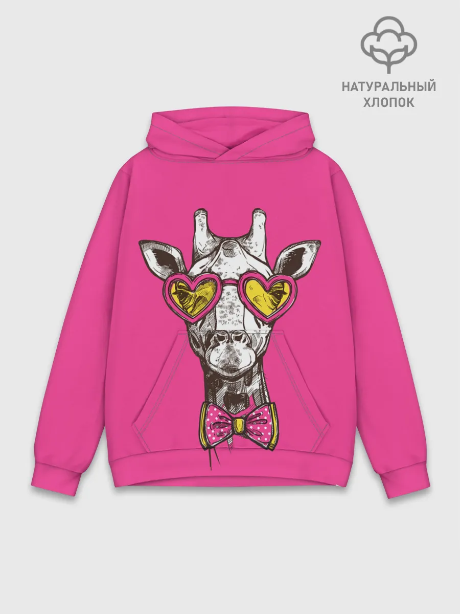 Худи мужской база хлопок / жираф в очках