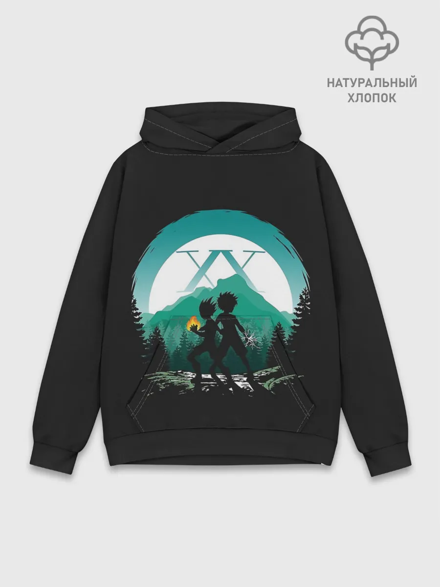 Худи мужской база хлопок / HH в круге бирюзовом