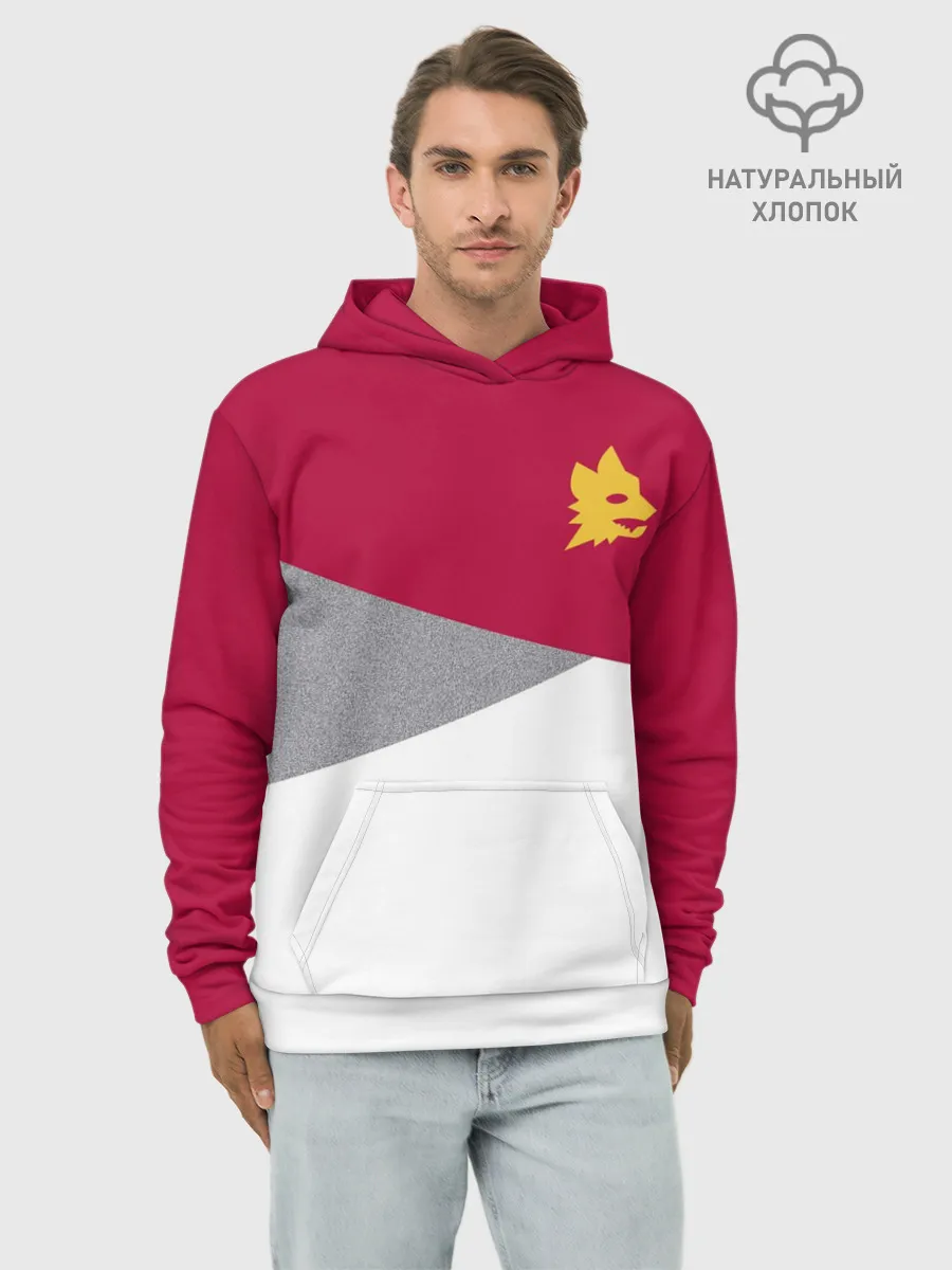 Худи мужской база хлопок / AS Roma | Red Design 21/22