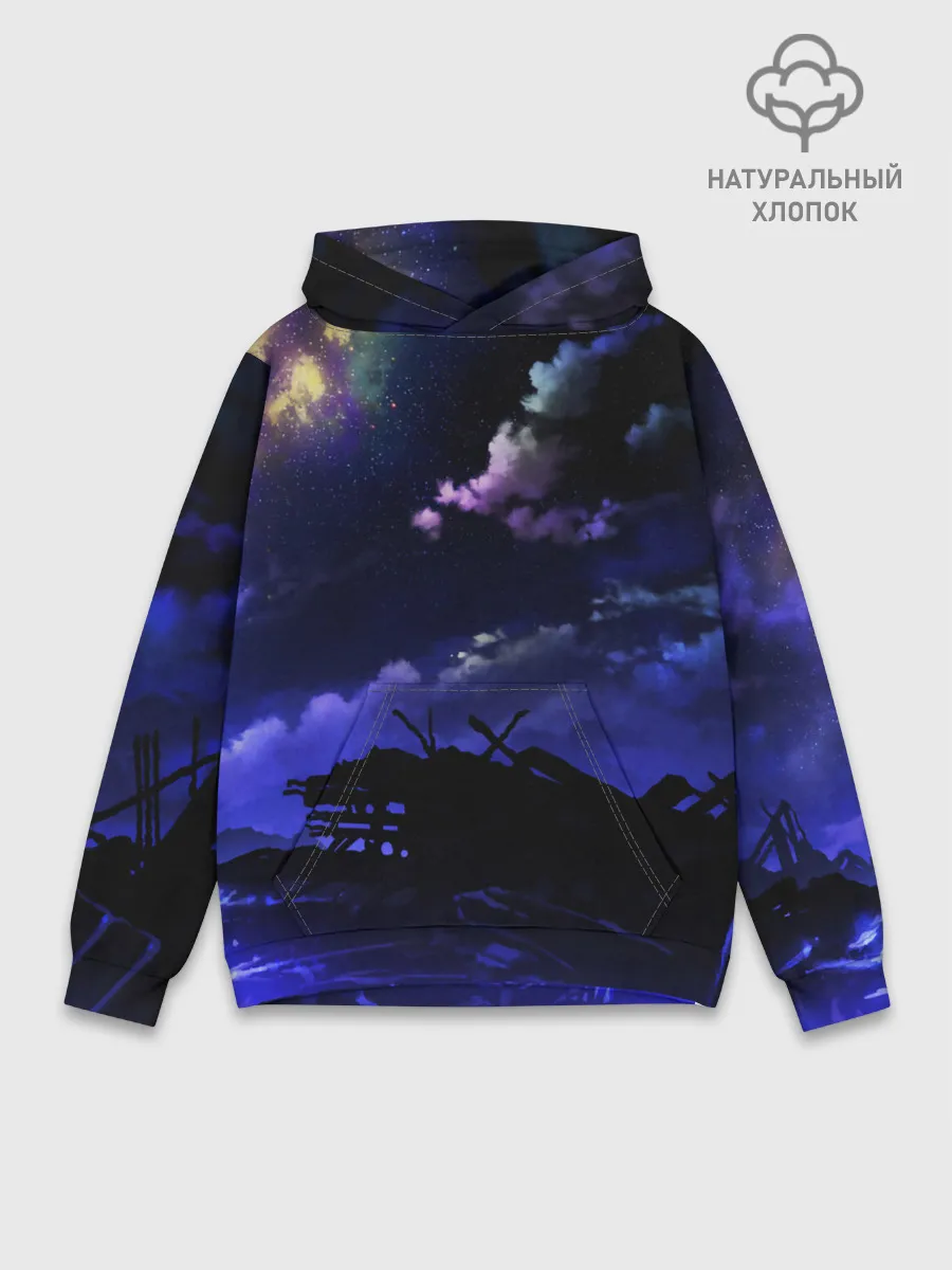 Худи мужской база хлопок / Ночной закат