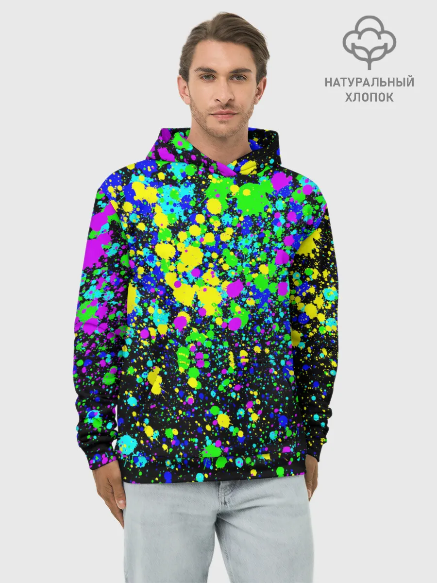 Худи мужской база хлопок / Неоновые краски лета