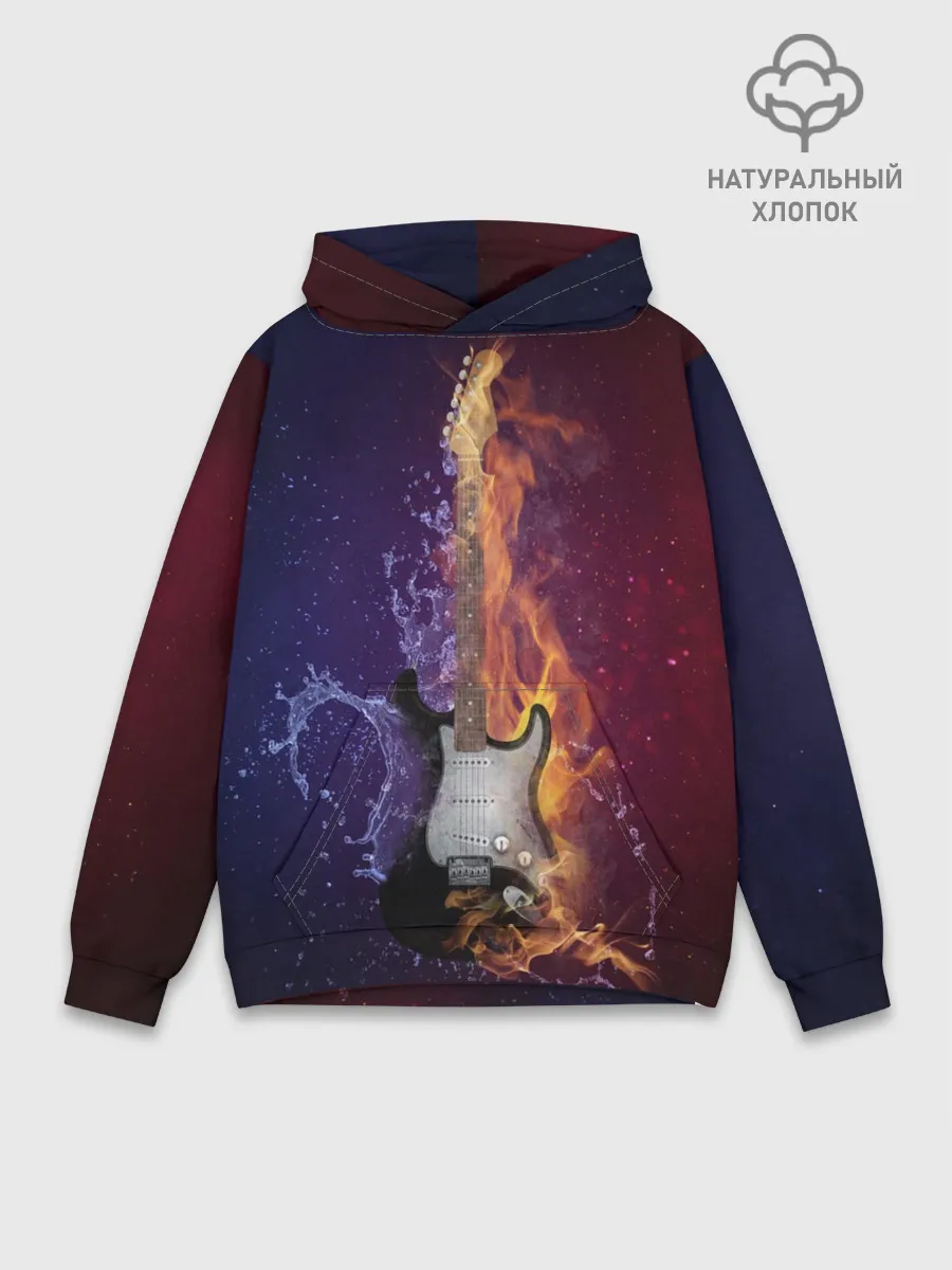 Худи мужской база хлопок / Гитара огня
