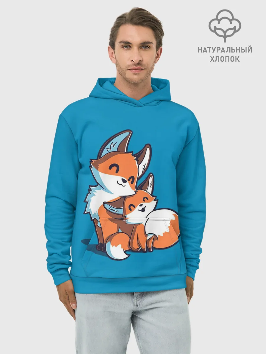 Худи мужской база хлопок / Лисья семья