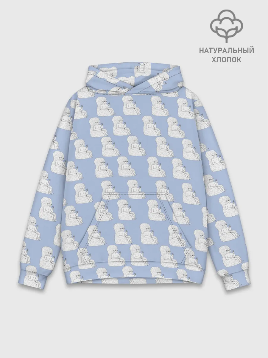 Худи мужской база хлопок / Голубой мегамозг