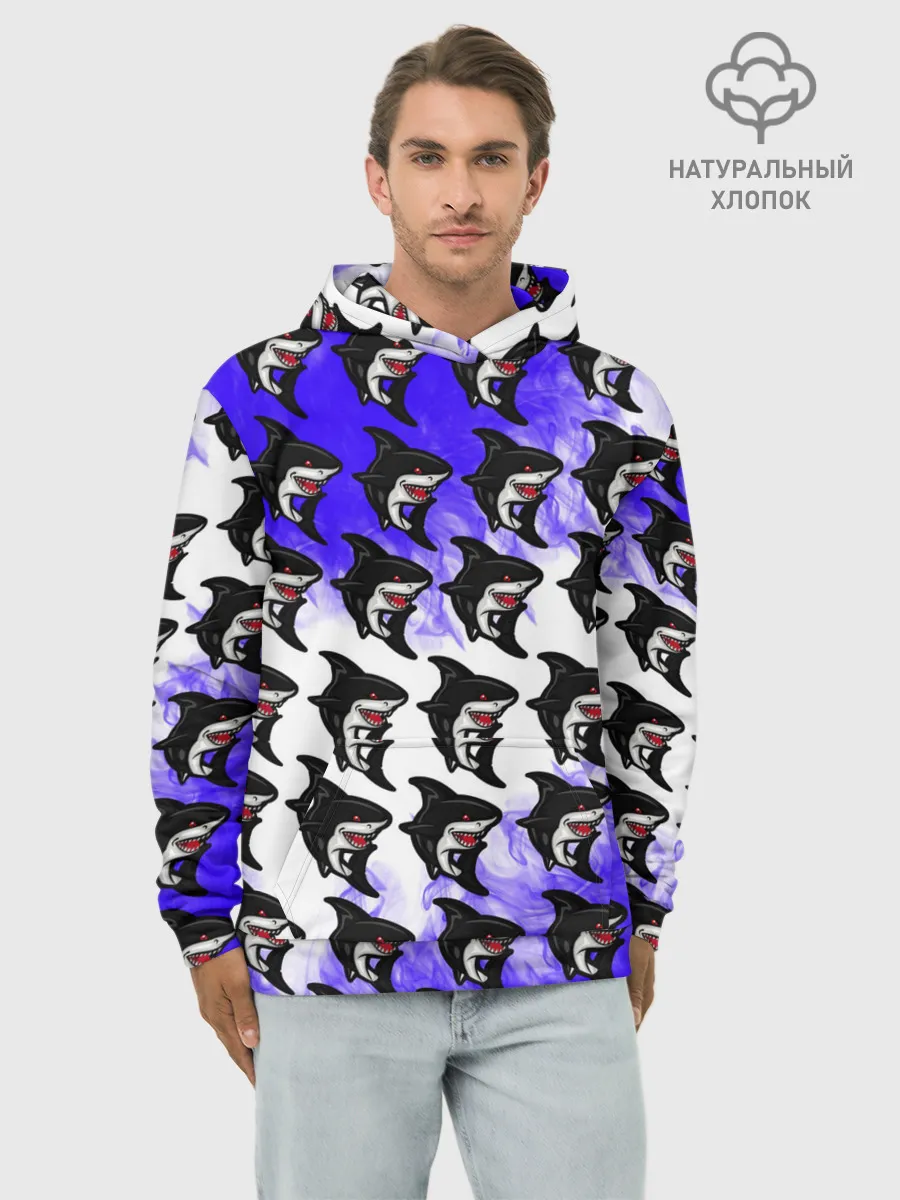 Худи мужской база хлопок / Акула
