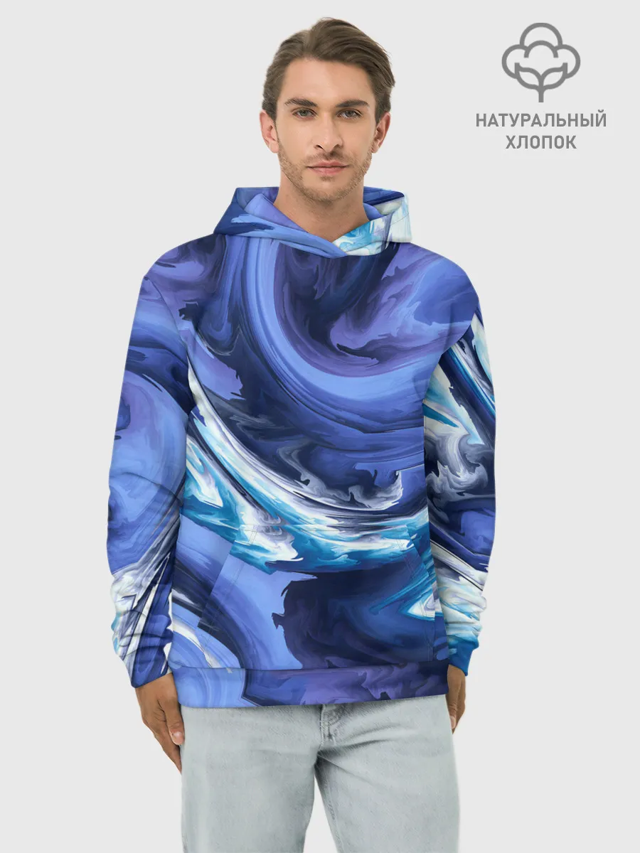Худи мужской база хлопок / Абстрактные волны