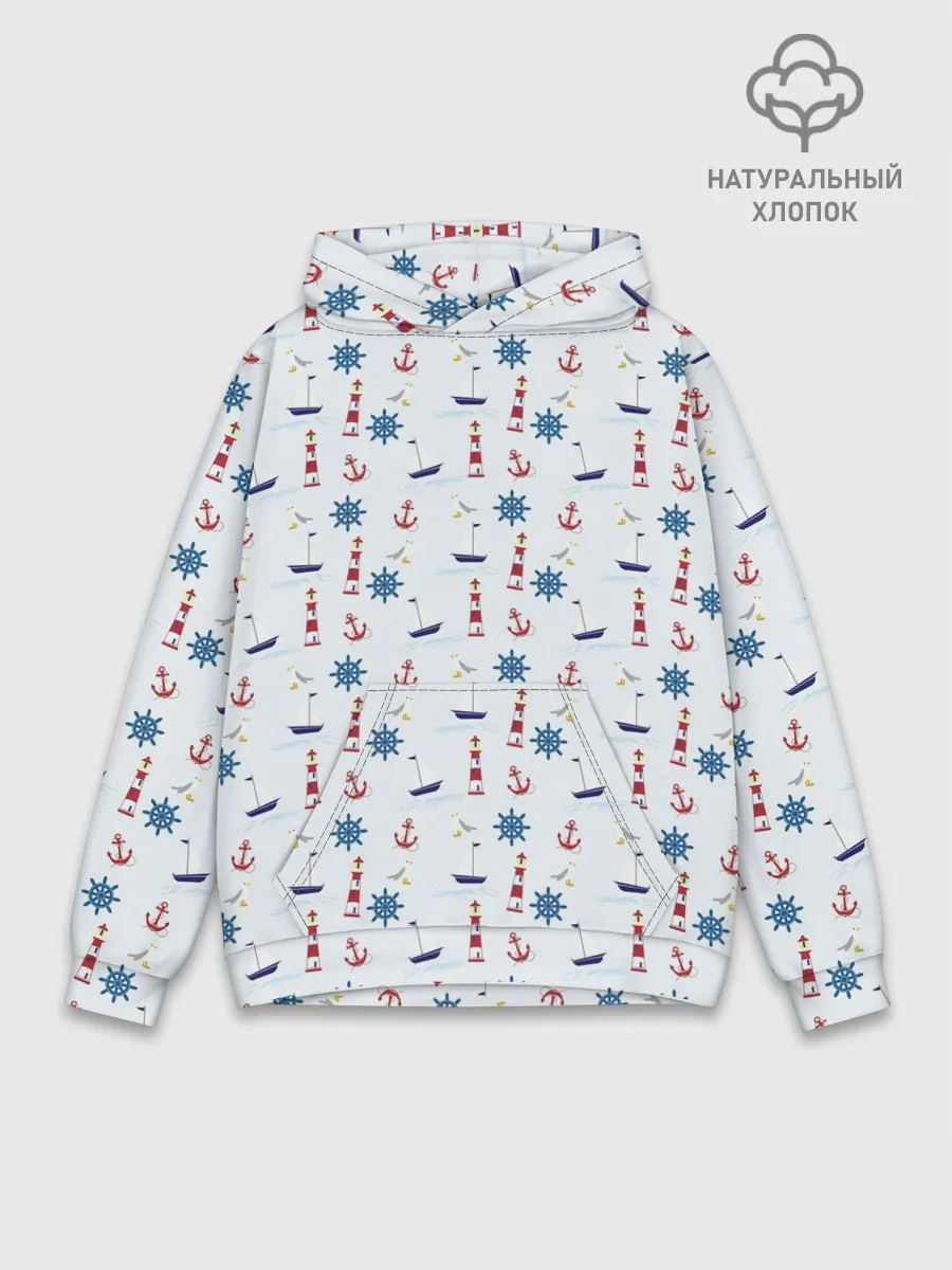 Худи мужской база хлопок / Кораблики да маяки