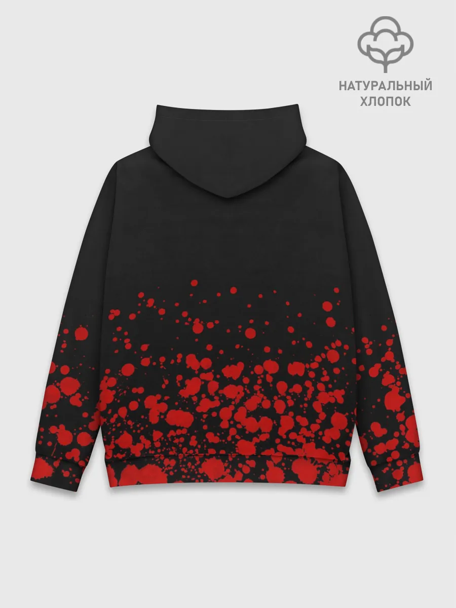 Худи мужской база хлопок / Убийца Акаме на черно-красно фоне