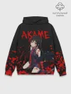 Худи мужской база хлопок / Убийца Акаме на черно-красно фоне