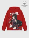 Худи мужской база хлопок / Убийца Акаме на красном фоне