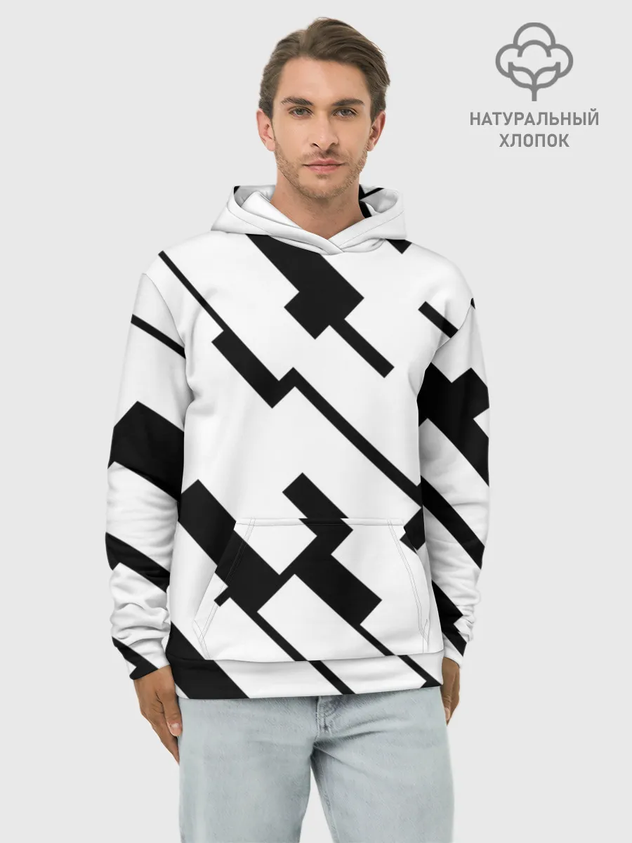 Худи мужской база хлопок / ГЕОМЕТРИЯ,АБСТРАКЦИЯ,ПОЛОСЫ