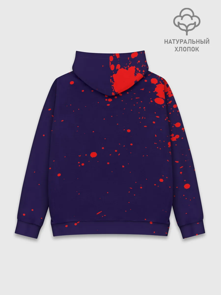 Худи мужской база хлопок / Дзётаро красные брызги
