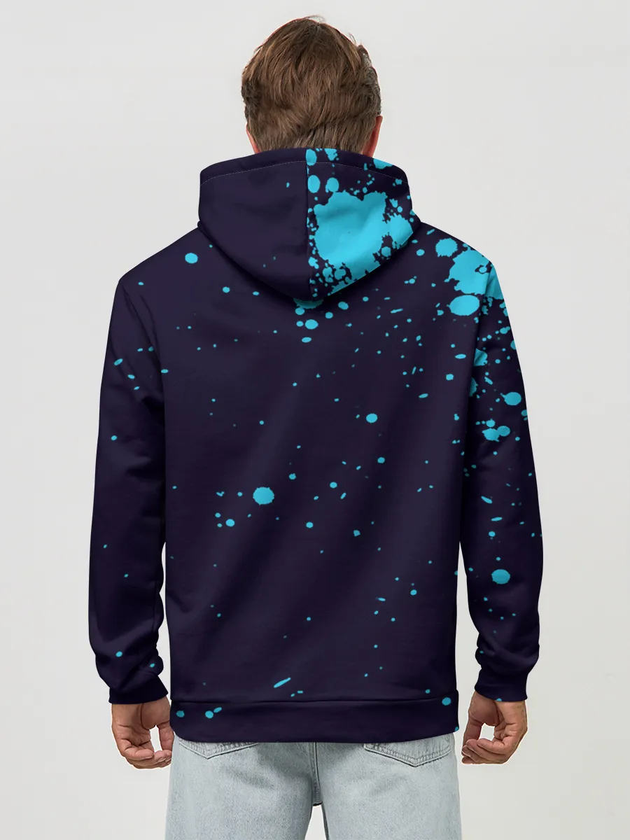 Худи мужской база хлопок / Дзётаро синие брызги