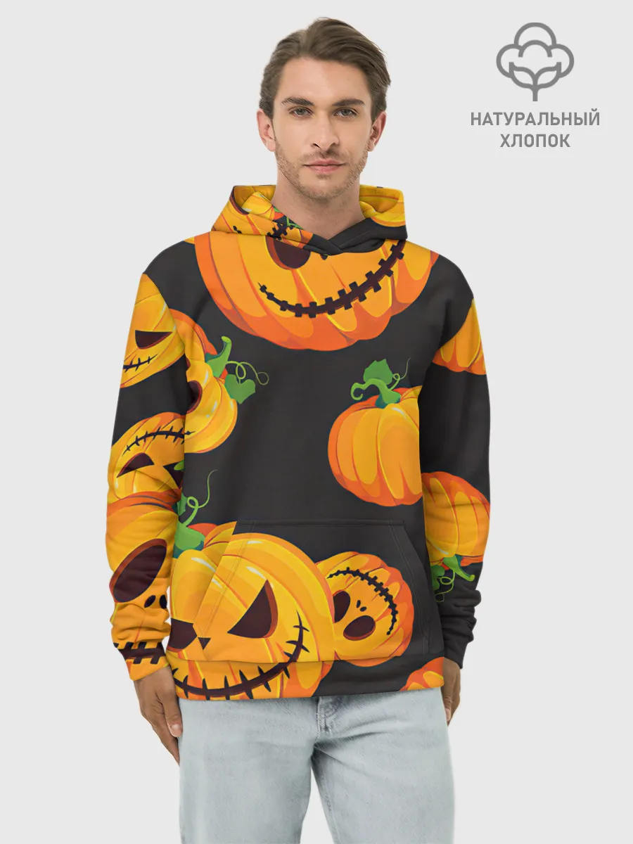 Худи мужской база хлопок / Весёлые тыквы