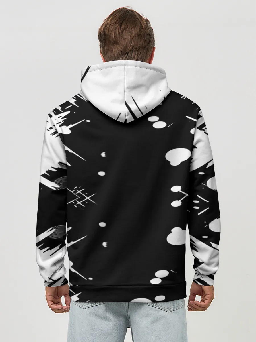 Худи мужской база хлопок / Хвост Феи геометрия в чб