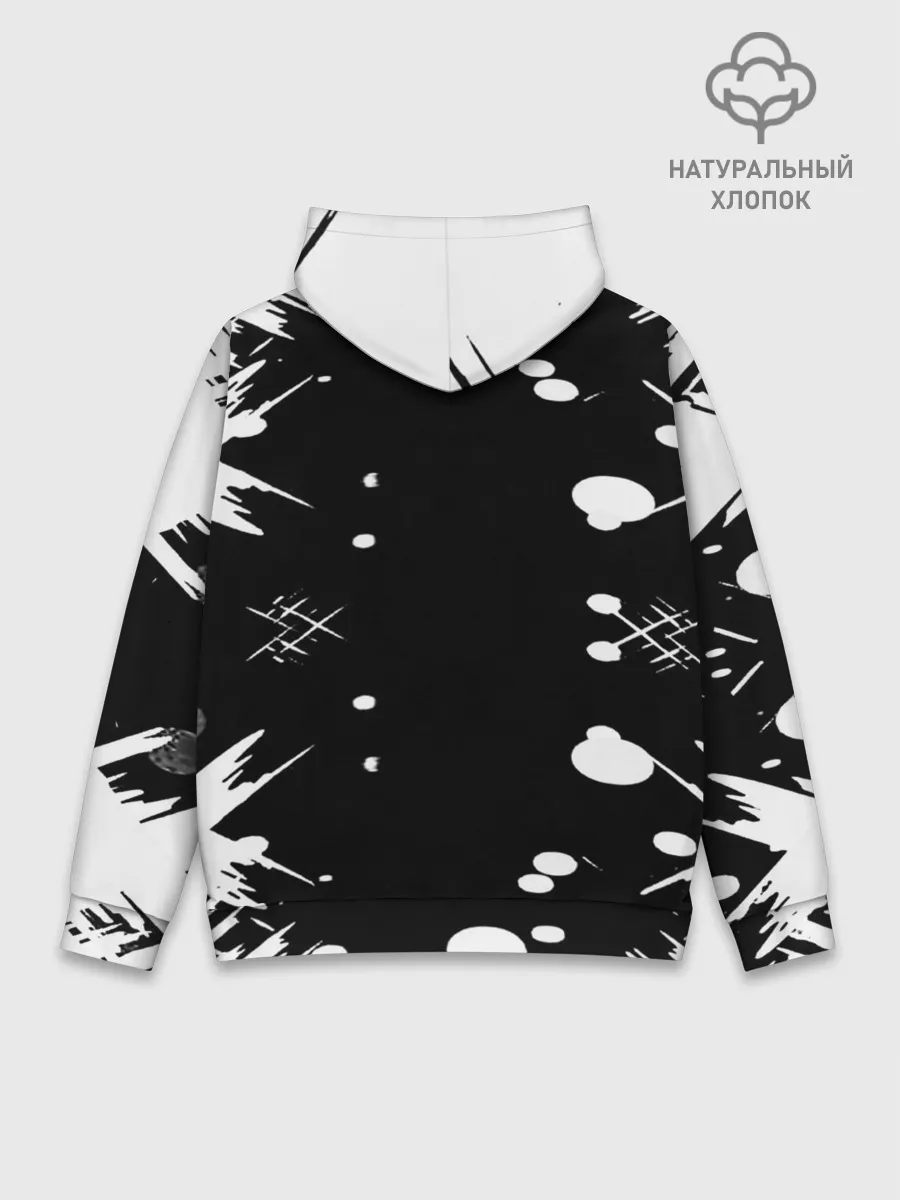 Худи мужской база хлопок / Хвост Феи геометрия в чб