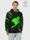 Худи мужской база хлопок / Хвост Феи зеленая диагональ
