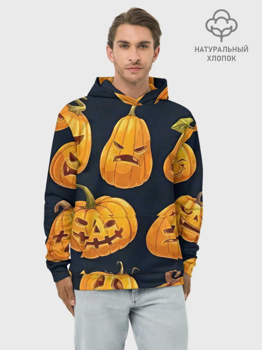 Худи мужской база хлопок / Праздничные тыквы