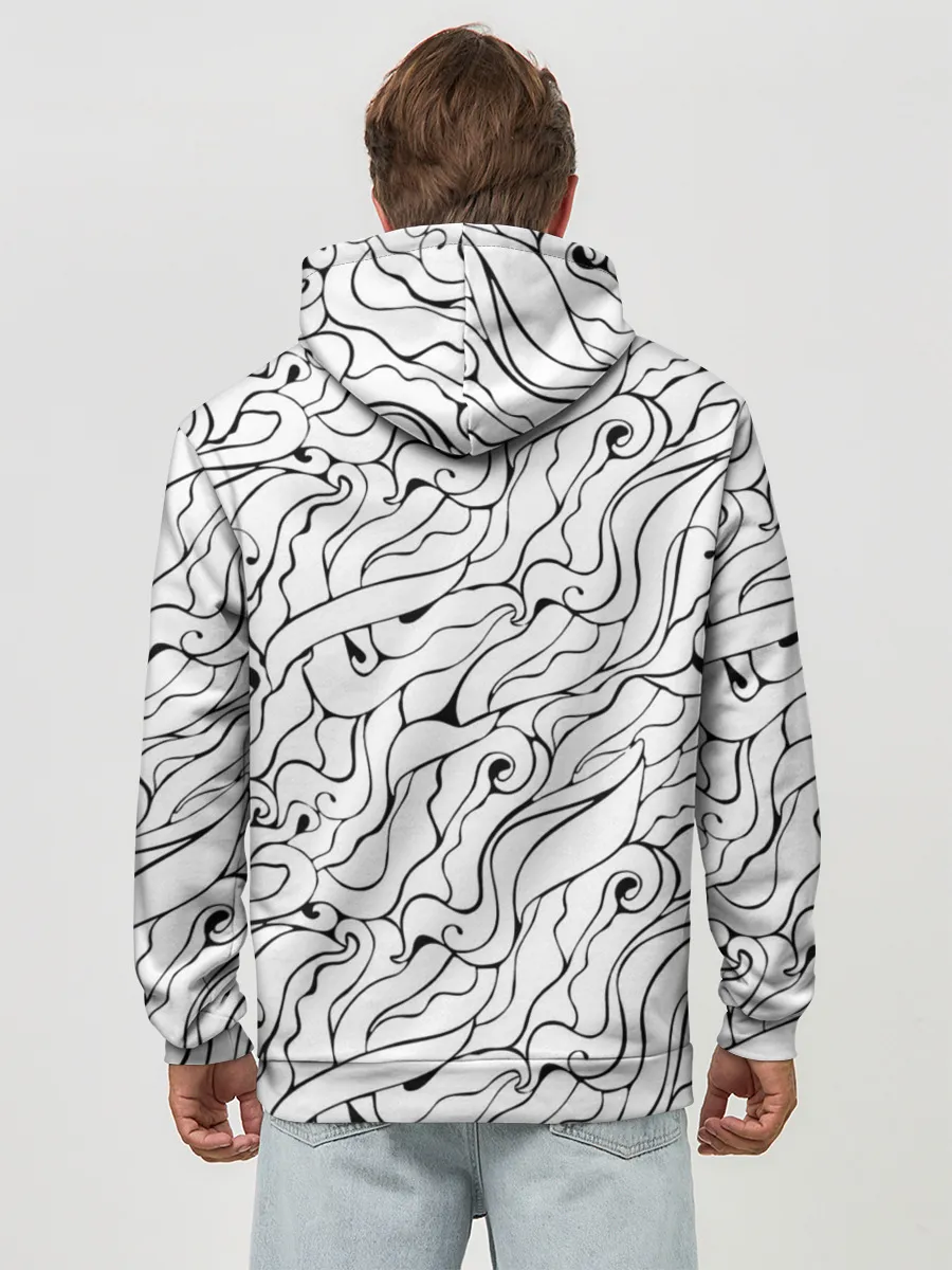 Худи мужской база хлопок / Черно-белые узоры