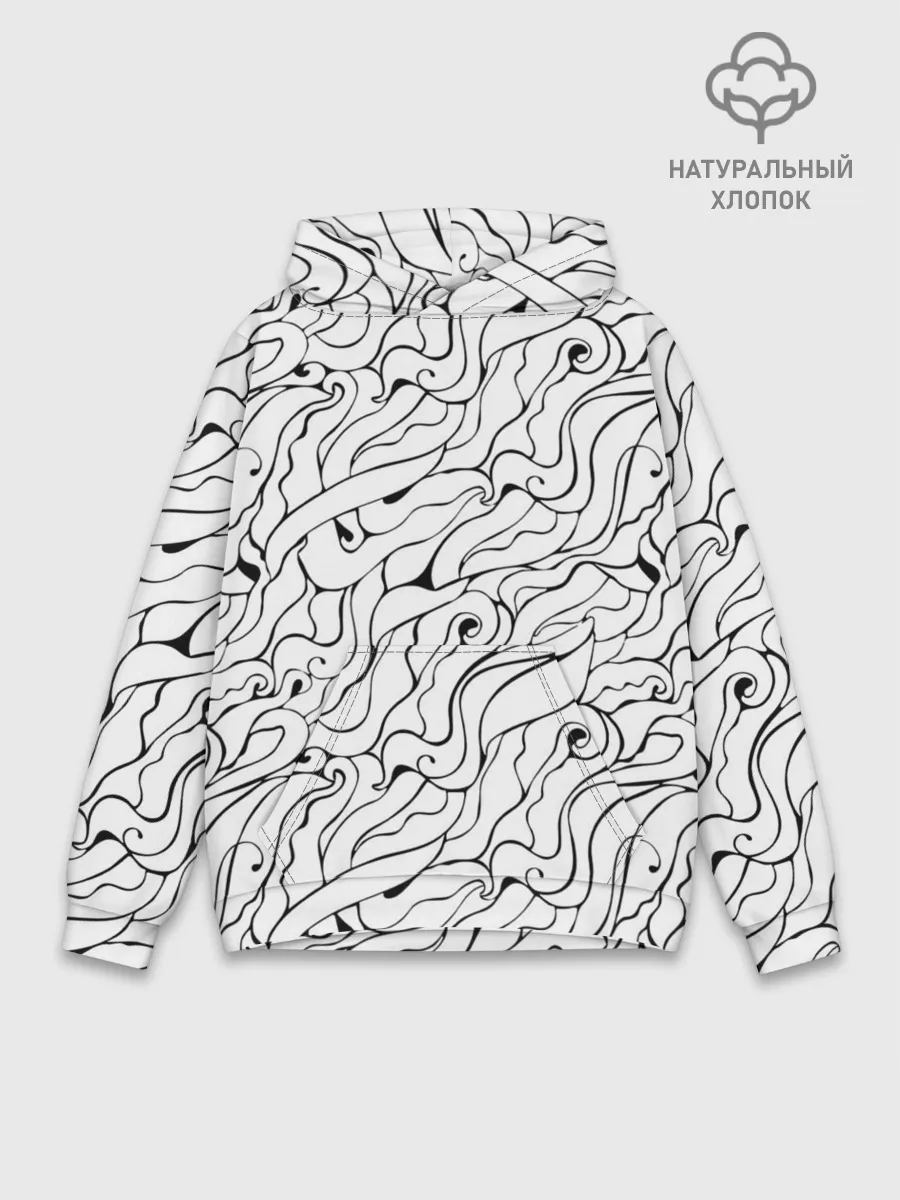 Худи мужской база хлопок / Черно-белые узоры