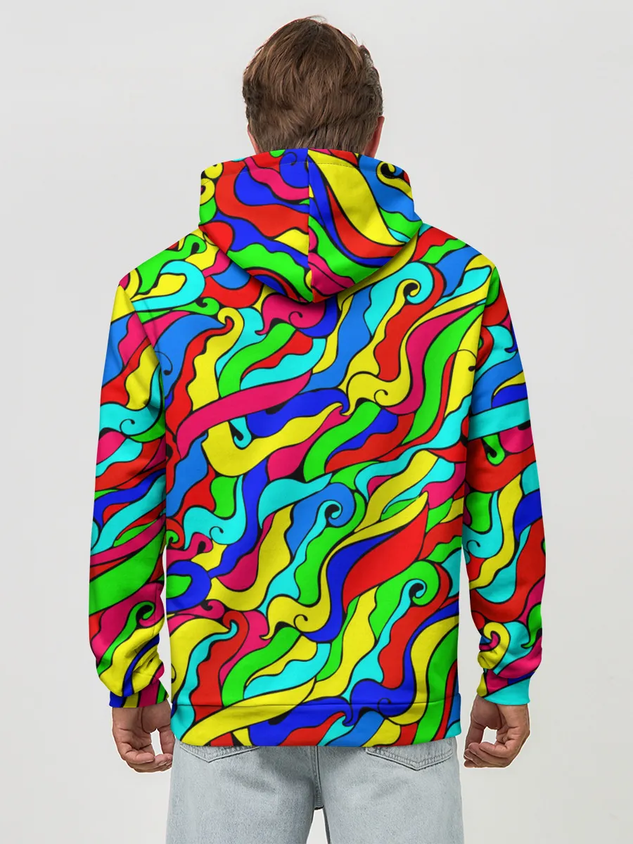 Худи мужской база хлопок / Красочные узоры/абстракционизм