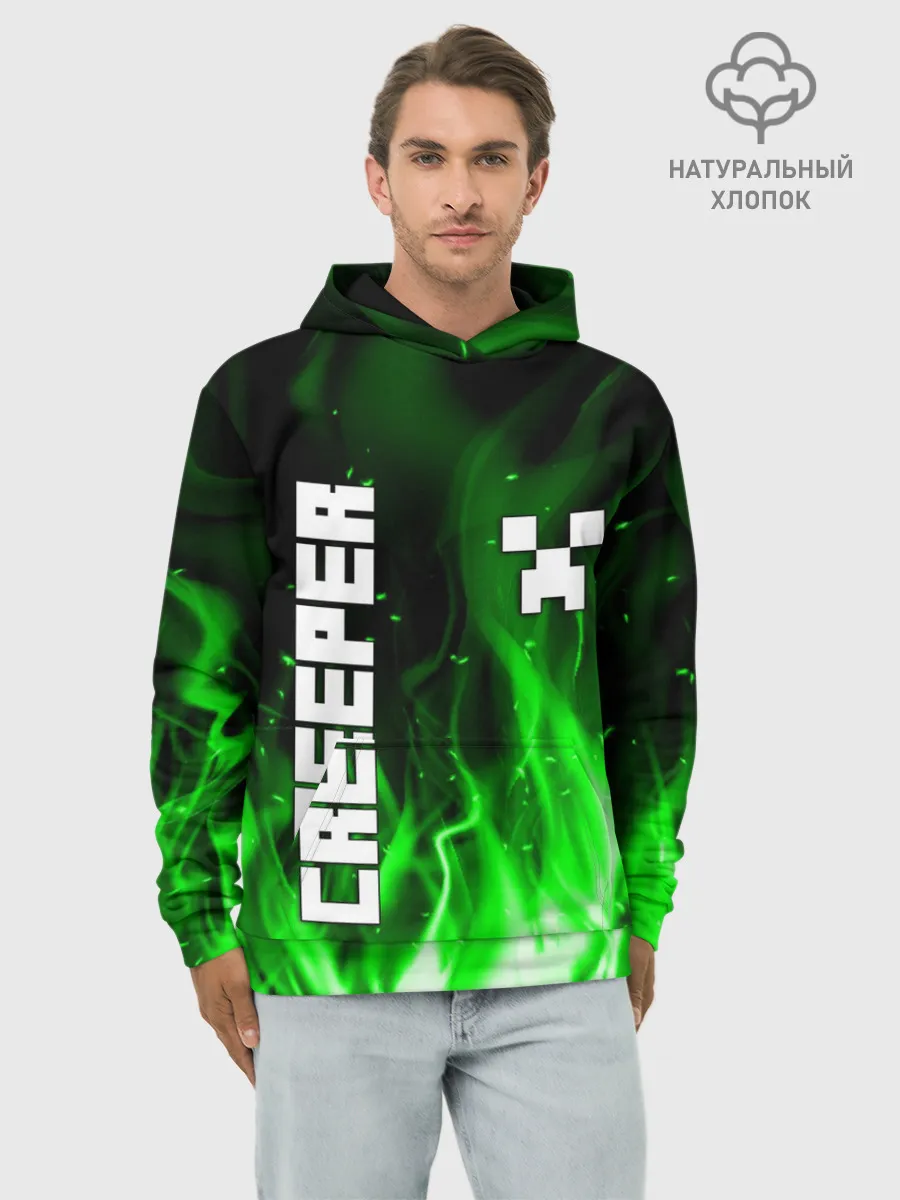 Худи мужской база хлопок / MINECRAFT CREEPER