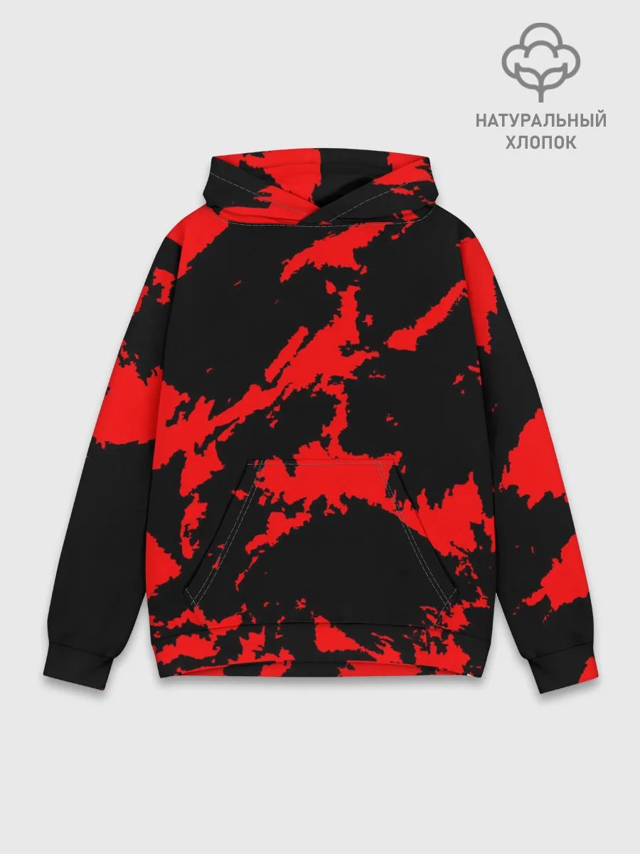 Худи мужской база хлопок / Красный на черном