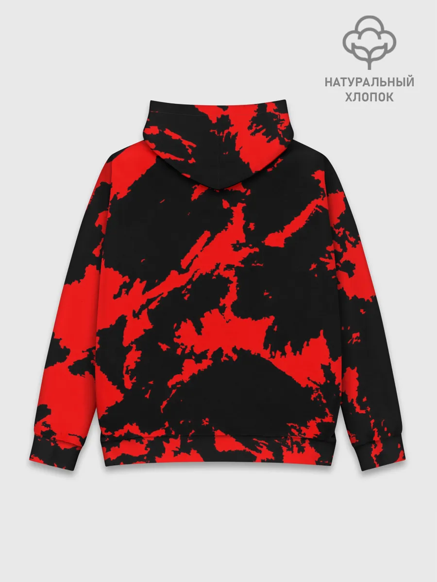 Худи мужской база хлопок / Красный на черном
