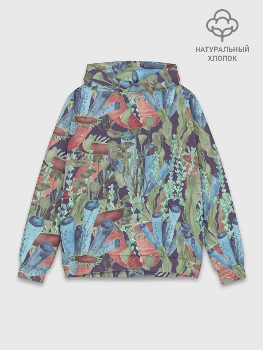 Худи мужской база хлопок / Водоросли на морском дне