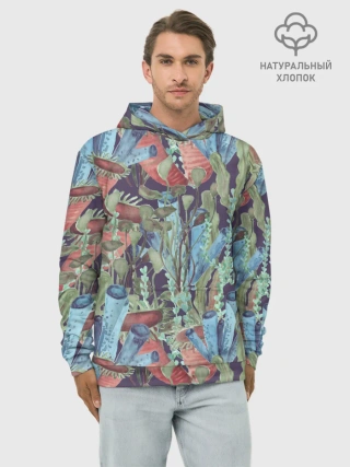 Худи мужской база хлопок / Водоросли на морском дне