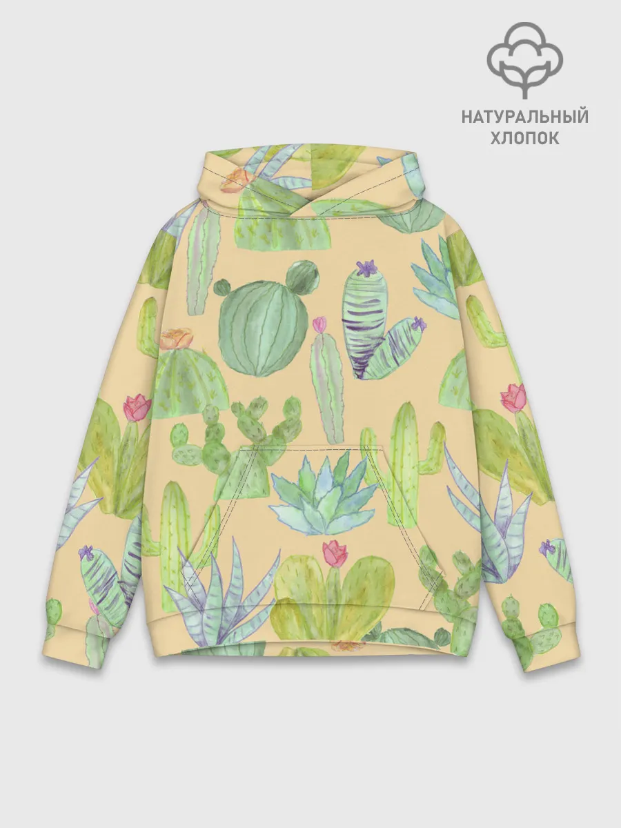 Худи мужской база хлопок / Кактусы в пустыне