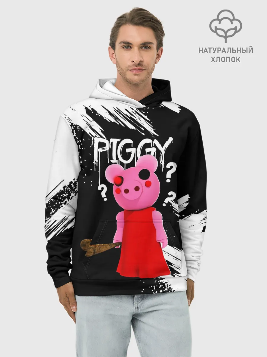 Худи мужской база хлопок / ROBLOX PIGGY - СВИНКА ПИГГИ