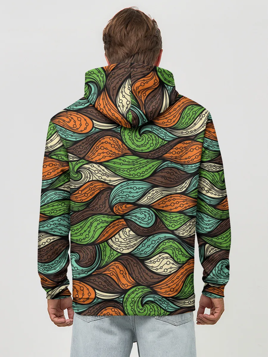 Худи мужской база хлопок / Абстрактные волны