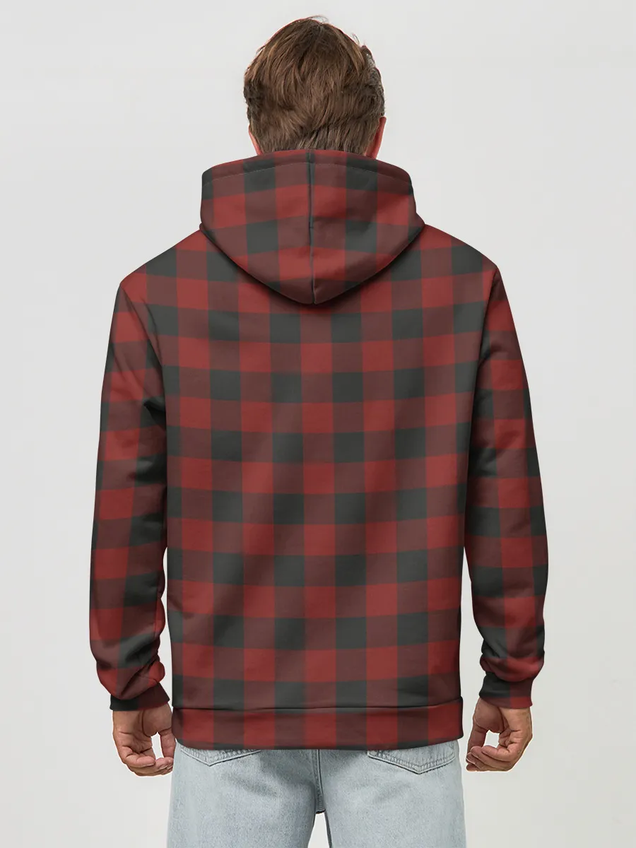Худи мужской база хлопок / Бордовая клетка