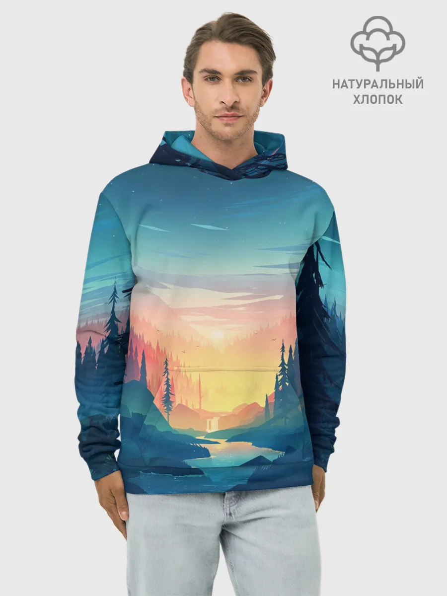 Худи мужской база хлопок / Природа