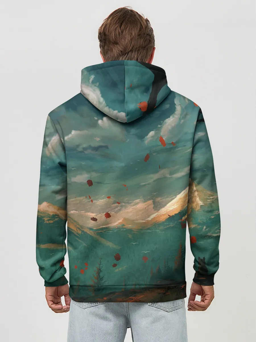 Худи мужской база хлопок / Горы