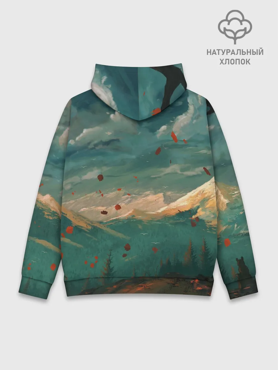 Худи мужской база хлопок / Горы
