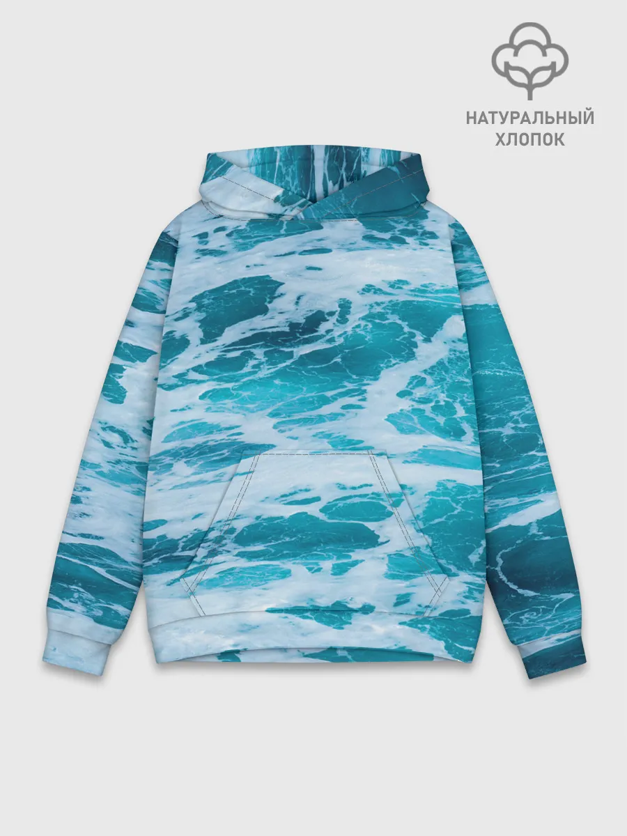 Худи мужской база хлопок / Вода волны пена море