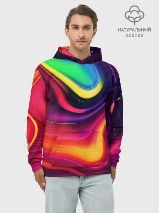 Худи мужской база хлопок / Неоновые пятна