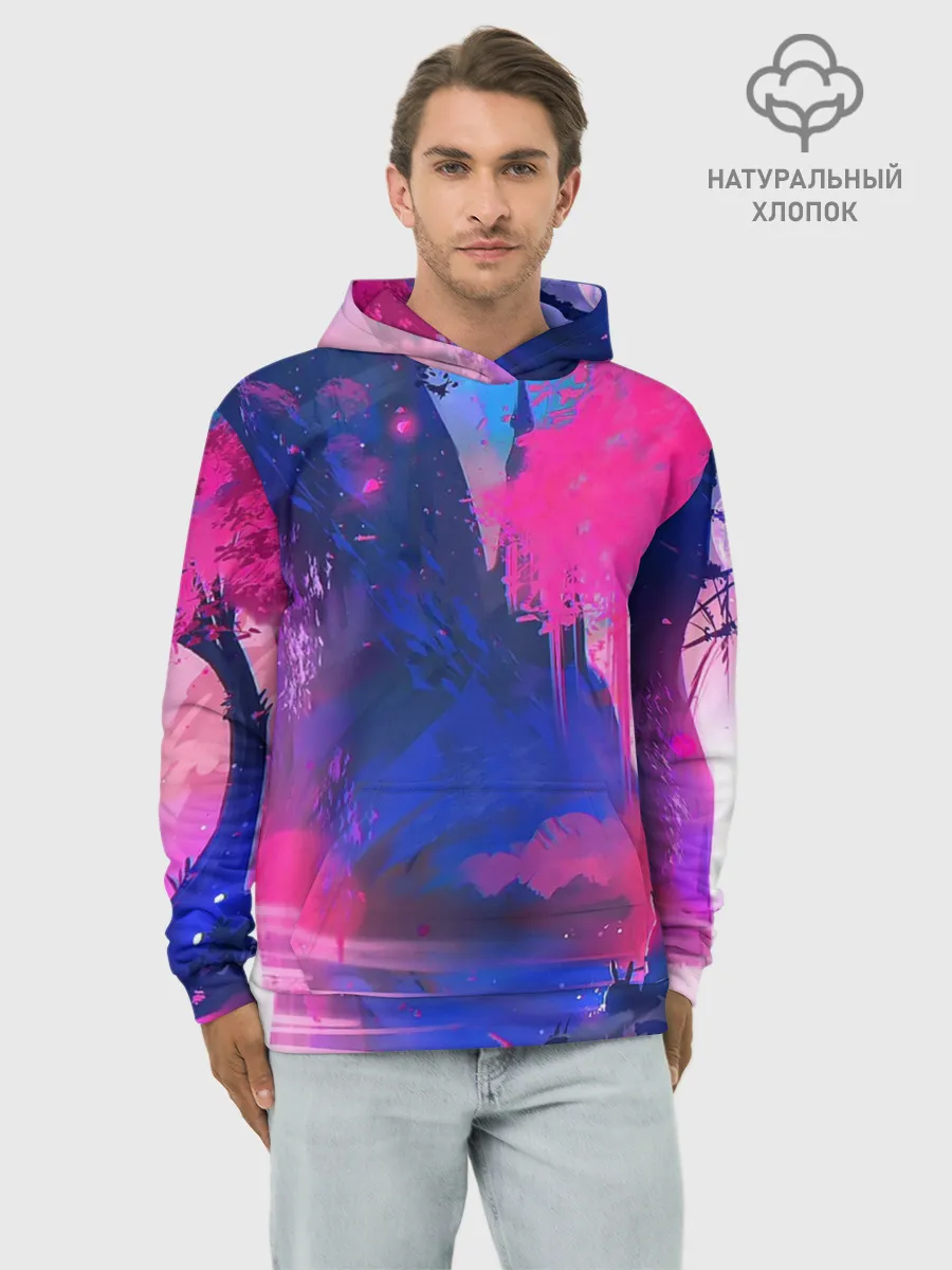 Худи мужской база хлопок / Неоновые Краски