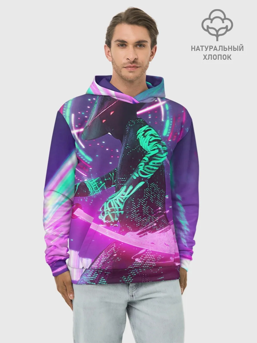 Худи мужской база хлопок / Неоновый Самурай