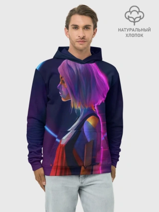 Худи мужской база хлопок / Девушка в неоне