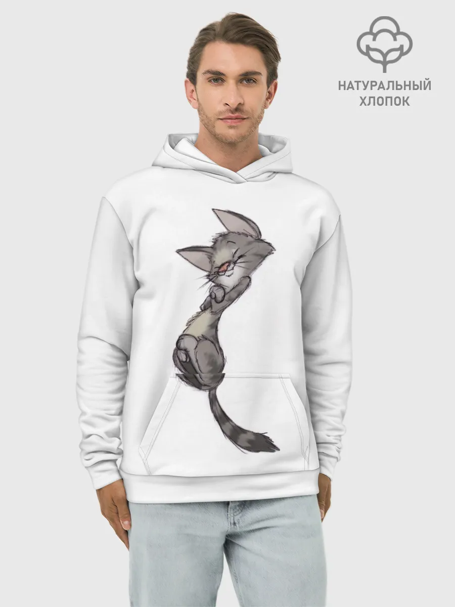 Худи мужской база хлопок / Милый котя
