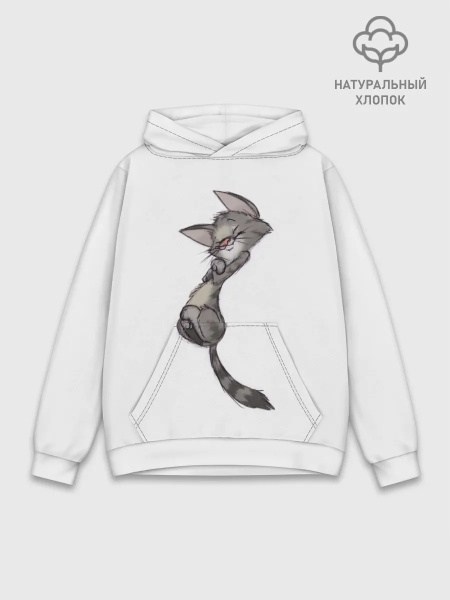 Худи мужской база хлопок / Милый котя