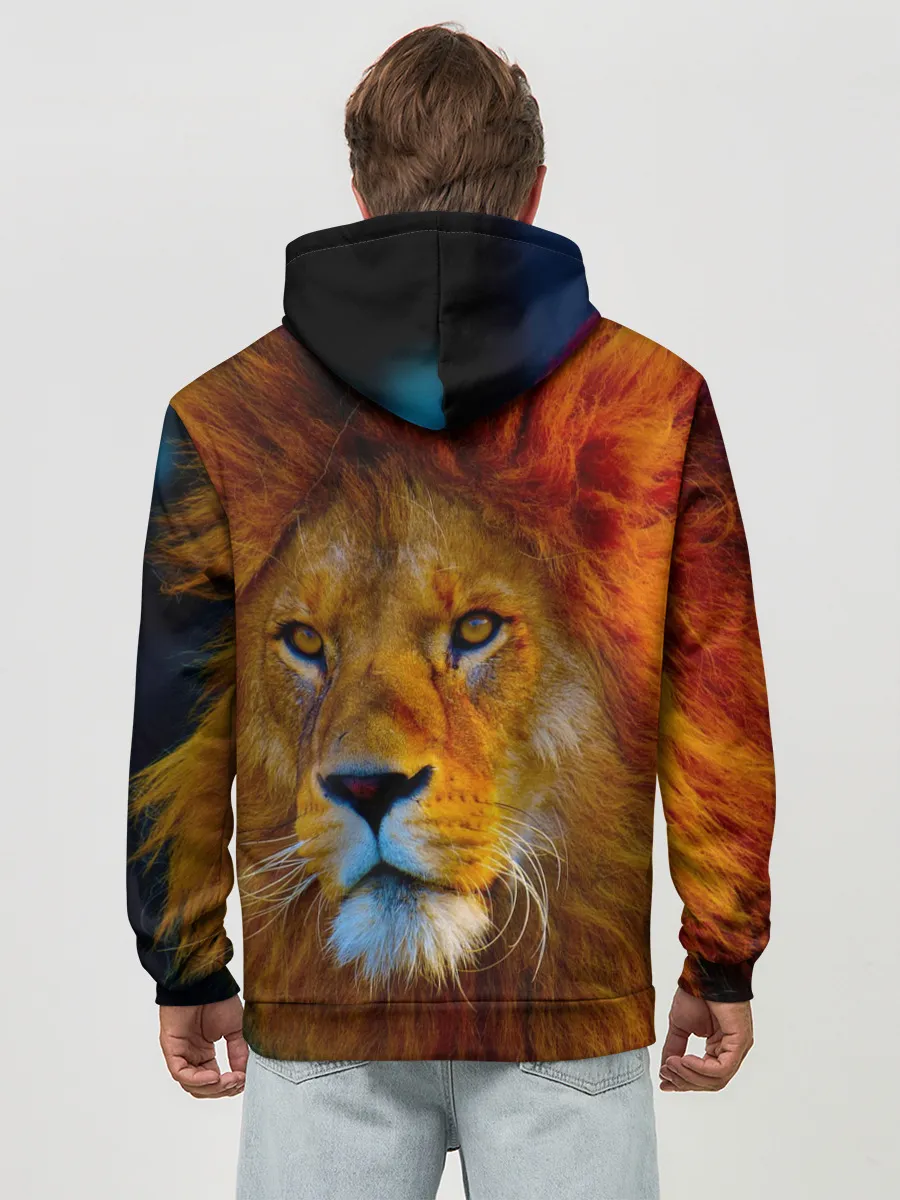 Худи мужской база хлопок / Лев 3D