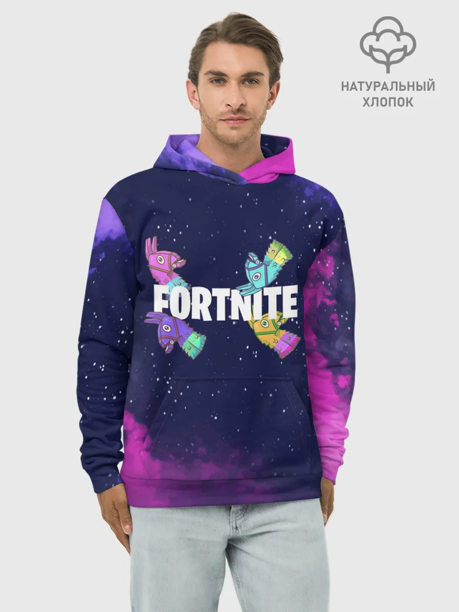 Худи мужской база хлопок / Ламы фортнайт в космосе
