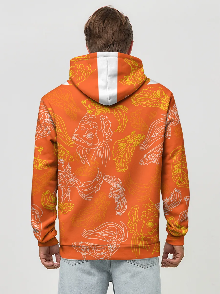 Худи мужской база хлопок / Нарисованные рыбки