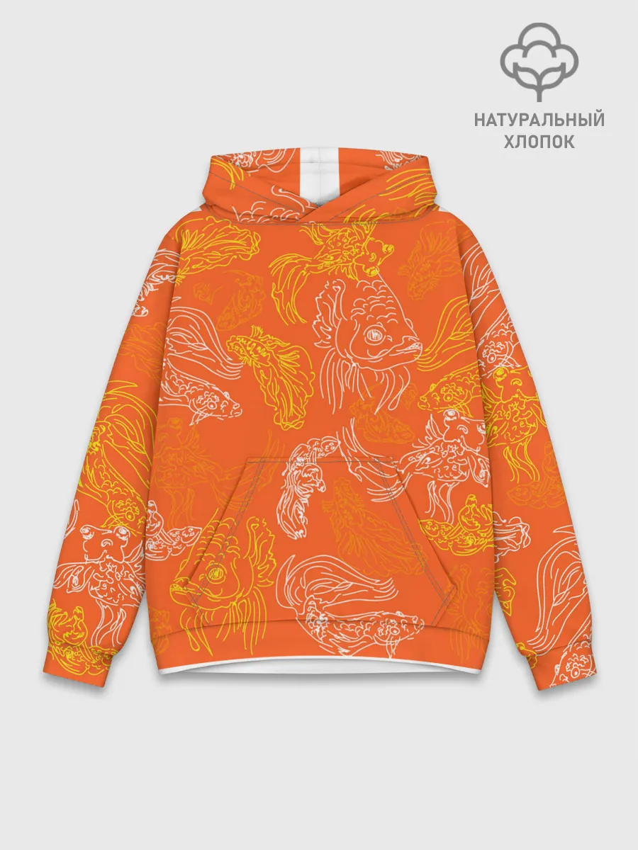 Худи мужской база хлопок / Нарисованные рыбки